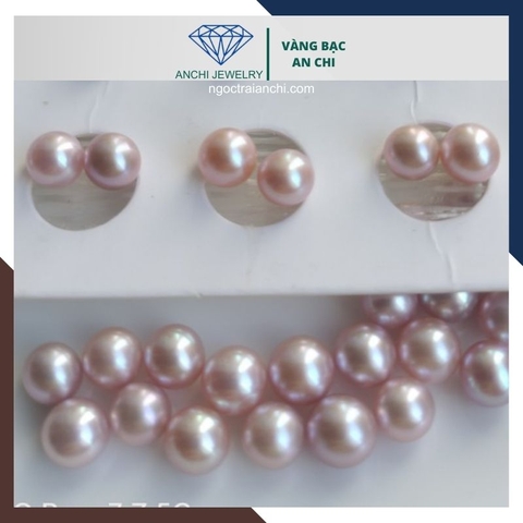 Viên ngọc trai edison màu tím 7mm - 7.5mm nuôi nước ngọt chưa khoan lỗ, độ bóng 5A không vết sinh trưởng.