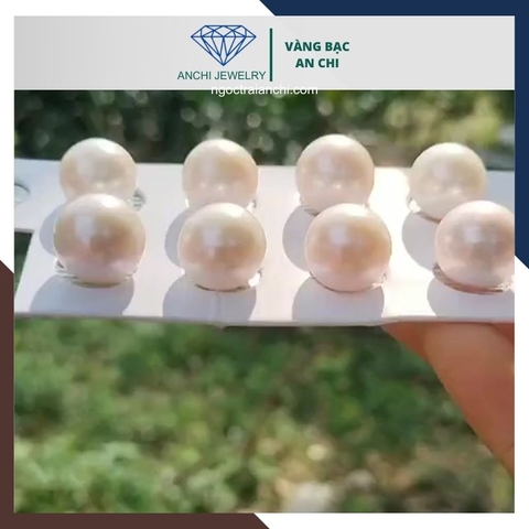 Viên ngọc trai nước ngọt tự nhiên 13mm - 14mm tròn xoe màu trắng. Sỉ lẻ toàn quốc