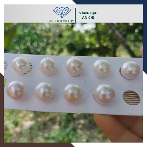 Viên ngọc trai nước ngọt tự nhiên 13mm - 14mm tròn xoe màu trắng. Sỉ lẻ toàn quốc