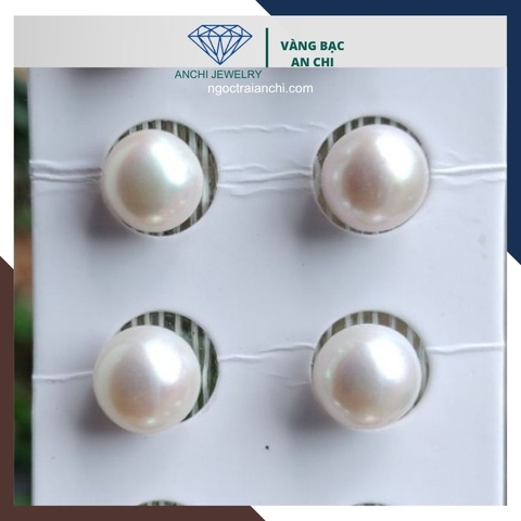 Viên ngọc trai thật nuôi nước ngọt 10-11mm màu trắng, không lỗ, tròn xoe, độ bóng 5A, không vết sinh trưởng.