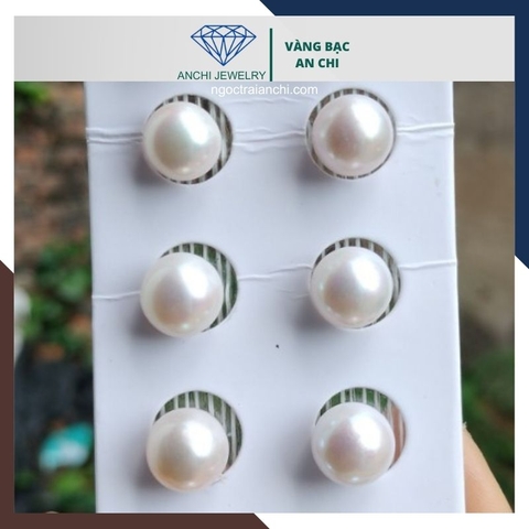Viên ngọc trai thật nuôi nước ngọt 10-11mm màu trắng, không lỗ, tròn xoe, độ bóng 5A, không vết sinh trưởng.