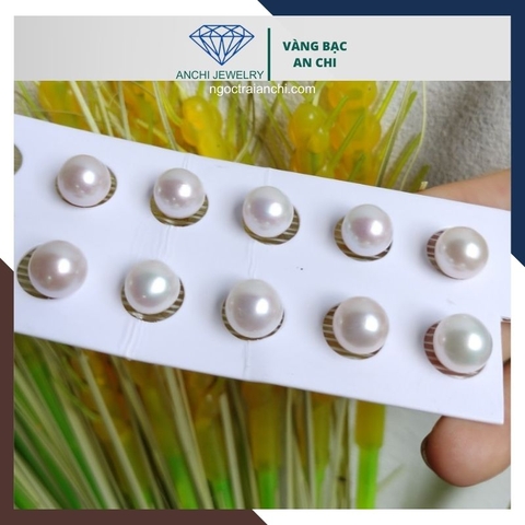 Viên ngọc trai thật nuôi nước ngọt 10-11mm màu trắng, không lỗ, tròn xoe, độ bóng 5A, không vết sinh trưởng.
