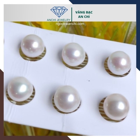 Viên ngọc trai thật nuôi nước ngọt 10-11mm màu trắng, không lỗ, tròn xoe, độ bóng 5A, không vết sinh trưởng.