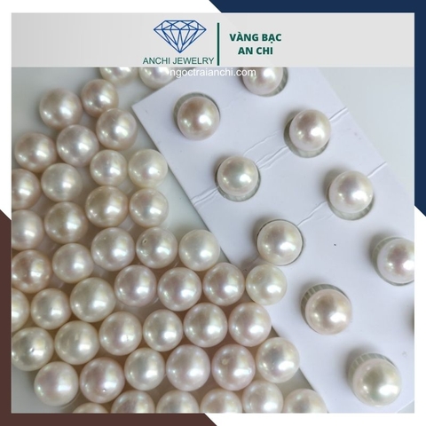 Viên ngọc trai thật nuôi nước ngọt 10-11mm màu trắng, không lỗ, tròn xoe, độ bóng 5A, không vết sinh trưởng.