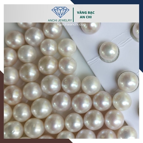 Viên ngọc trai thật nuôi nước ngọt 10-11mm màu trắng, không lỗ, tròn xoe, độ bóng 5A, không vết sinh trưởng.