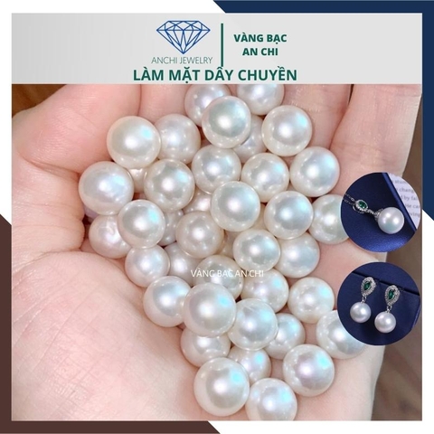 Viên ngọc trai nước ngọt tự nhiên 7ly - 7.5ly tròn xoe màu trắng, bỏ sỉ ngọc trai toàn quốc