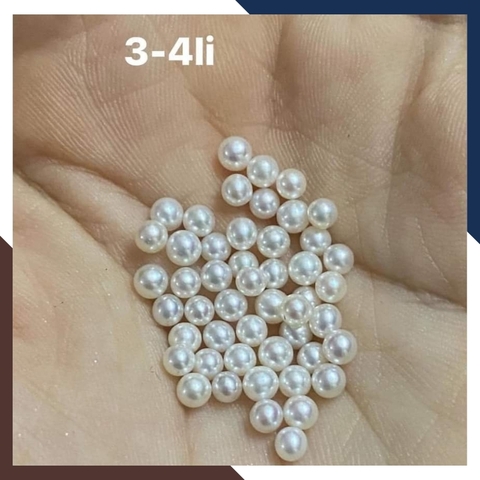 Viên ngọc trai thật nuôi nước ngọt thật tự nhiên size nhí 3mm - 4mm tròn xoe, độ bóng 5A không vết sinh trưởng.