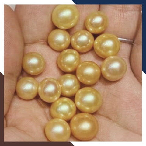 Viên ngọc trai vàng nuôi nước ngọt thật tự nhiên 9.5mm - 10mm tròn xoe, độ bóng 5A không vết sinh trưởng.
