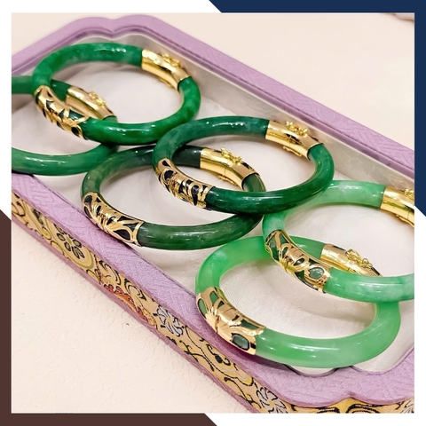 Vòng cẩm thạch bọc vàng 10k bản 10mm LTVN219 – Món quà phong thủy ý nghĩa cho mẹ