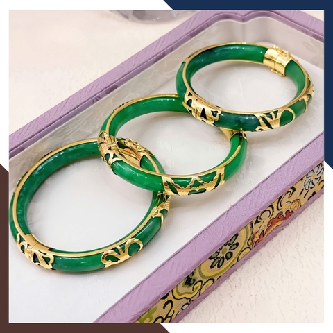 Vòng cẩm thạch bọc vàng 10k bản 10mm LTVN219 – Món quà phong thủy ý nghĩa cho mẹ