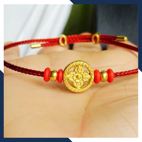 Vòng charm bánh xe pháp luân vàng 24k 9999 mã C490B240