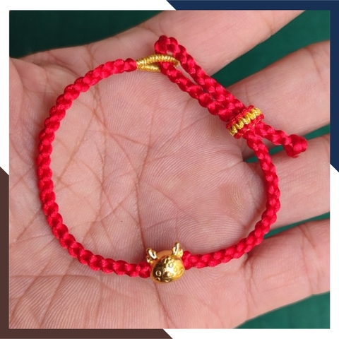 Vòng charm rồng vàng 24k 9999 dây đỏ mã AC650