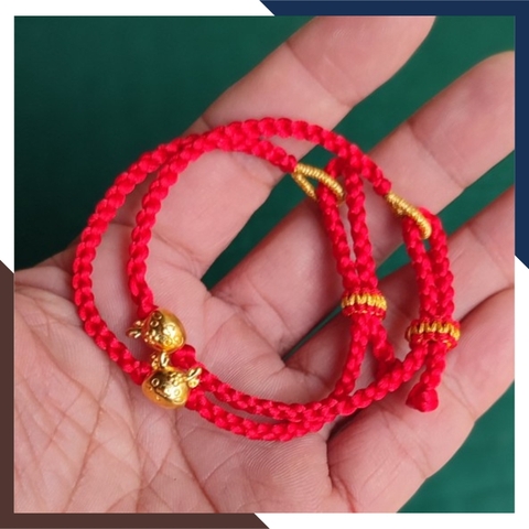 Vòng charm rồng vàng 24k 9999 dây đỏ mã AC650