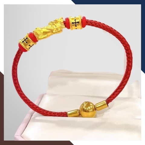 Vòng tay tỳ hưu vàng 24k 9999 phối lu thống mã AC3150