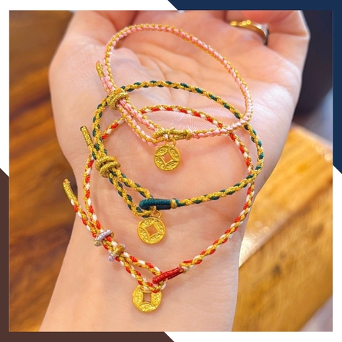 Vòng Charm Vàng 24k Đồng Xu Kim Tiền Tài Lộc Cho Nữ VCHV61
