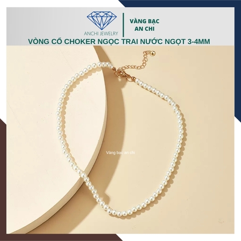 Vòng cổ choker ngọc trai nhỏ 3mm thời trang cho nữ mã 34CH320