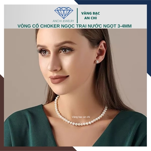 Vòng cổ choker ngọc trai nhỏ 3mm thời trang cho nữ mã 34CH320
