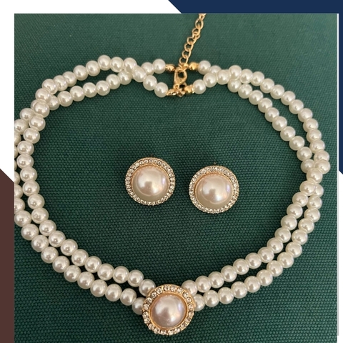 Vòng cổ choker ngọc trai 2 vòng đôi, vòng ngọc trai mặc áo dài đẹp cho nữ mã 78CH220