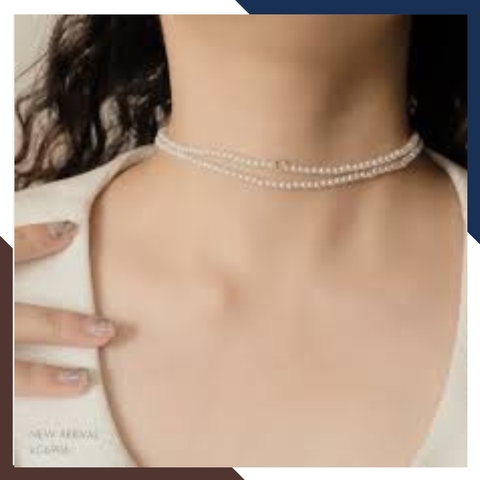 Vòng cổ choker ngọc trai nhỏ 2 vòng đôi mã 35CH280