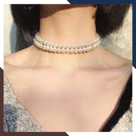 Vòng cổ choker ngọc trai nhỏ 2 vòng đôi mã 35CH280
