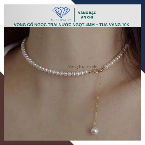 Bộ vòng ngọc trai tự nhiên mix vàng 10k mã C950T450