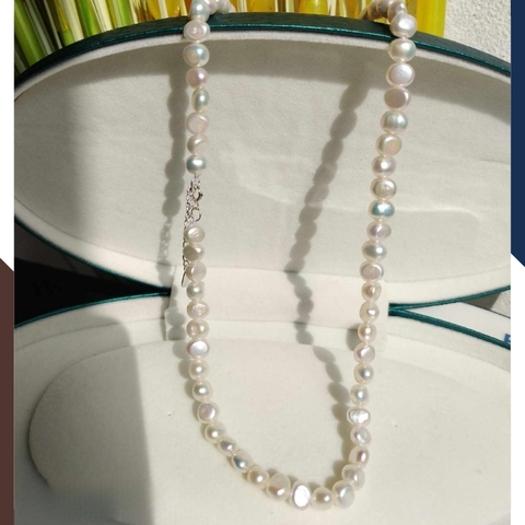 Vòng cổ choker ngọc trai thô dị tự nhiên mặc áo dài cho nữ trẻ trung mã 78T220