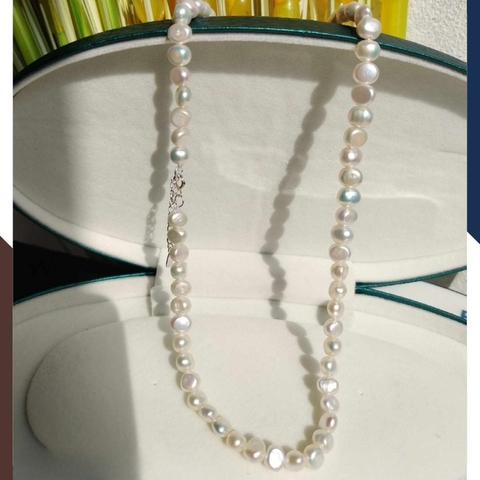 Vòng cổ choker ngọc trai thô dị tự nhiên mặc áo dài cho nữ trẻ trung mã 78T220