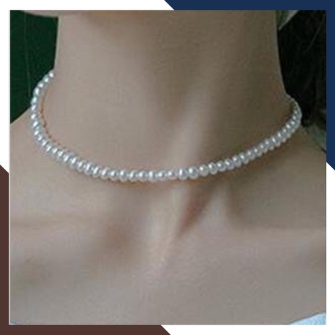 Vòng cổ ckoker ngọc trai tự nhiên mặc áo dài cho nữ B56CH250