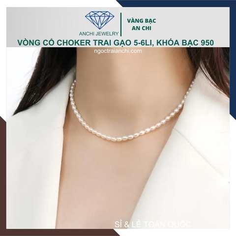 Vòng cổ choker ngọc trai tự nhiên, vòng ngọc trai mặc áo dài mã 56CH179