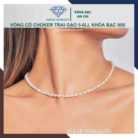 Vòng cổ choker ngọc trai tự nhiên, vòng ngọc trai mặc áo dài mã 56CH179