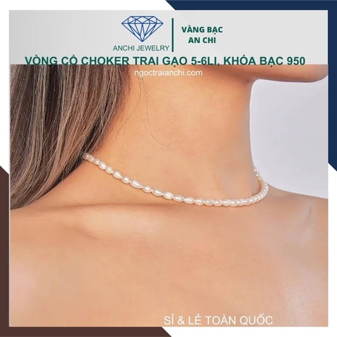 Vòng cổ choker ngọc trai tự nhiên, vòng ngọc trai mặc áo dài mã 56CH179