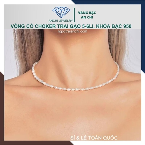 Vòng cổ choker ngọc trai tự nhiên, vòng ngọc trai mặc áo dài mã 56CH179