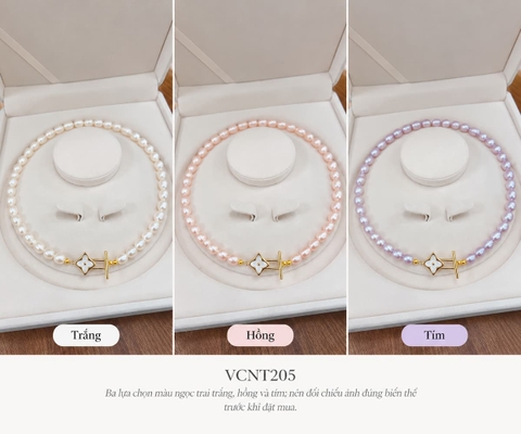 Vòng Cổ Ngọc Trai 2 Tầng VCNT206 – Khóa Hoa Mai Khảm Trai