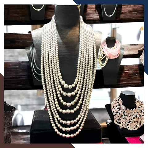 Vòng cổ hầu đồng, dây chuyền 7 sơị bi bạc ta nguyên chất trọng lượng 10 cây mạ vàng mã TL10C1533