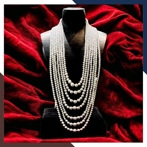 Vòng cổ hầu đồng, dây chuyền 7 sơị bi bạc ta nguyên chất trọng lượng 10 cây mạ vàng mã TL10C1533