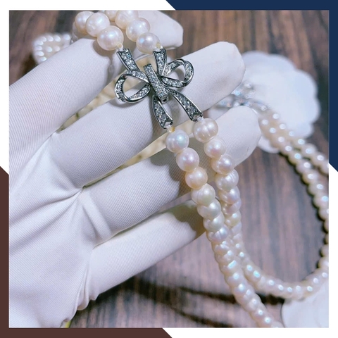 Vòng Cổ Ngọc Trai 2 Tầng Đính Nơ VCNT131 – Lựa Chọn Hoàn Hảo Cho Phong Cách Sang Trọng & Thanh Lịch