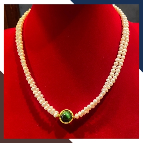 Vòng cổ ngọc trai 2 vòng đôi có mặt cho nữ trẻ đẹp mã 56AC652