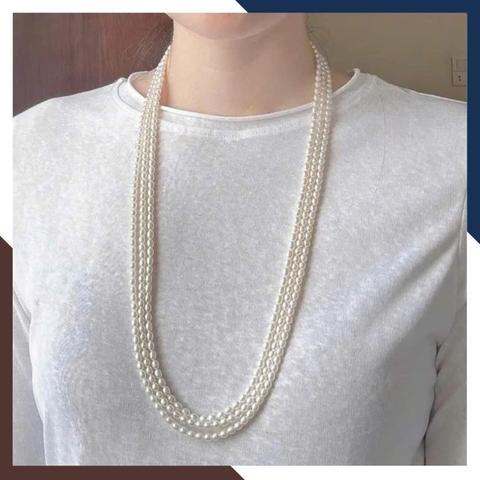 Vòng Cổ Ngọc Trai 3 Tầng Cho Nữ Mặc Áo Dài VCNT109 | Ngọc Trai Thật