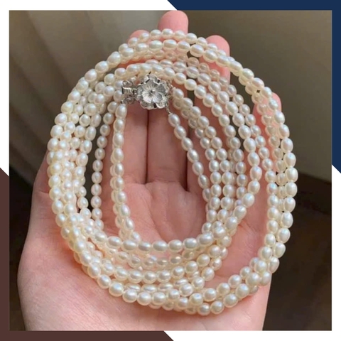 Vòng Cổ Ngọc Trai 3 Tầng Cho Nữ Mặc Áo Dài VCNT109 | Ngọc Trai Thật