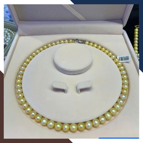 Vòng Cổ Ngọc Trai Biển South Sea Màu Vàng Ánh Kim VCNT126 – Biểu Tượng Của Đẳng Cấp & Sự Xa Hoa