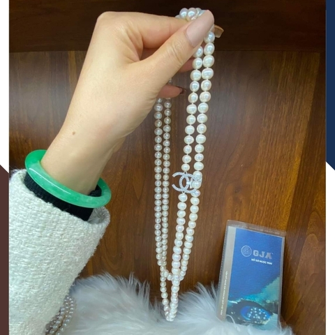 Vòng cổ ngọc trai chanel dài 120cm, mẫu vòng ngọc trai mặc áo dài đẹp cho nữ mã 78K45T250