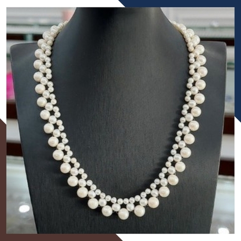 Vòng cổ choker ngọc trai đan hạt to với hạt nhỏ tinh xảo mã 58AC900