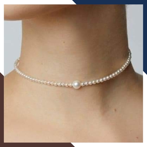 Vòng cổ ngọc trai choker hạt nhỏ có mặt mix khoá vàng cao cấp cho nữ trẻ đẹp mã 45T280V350