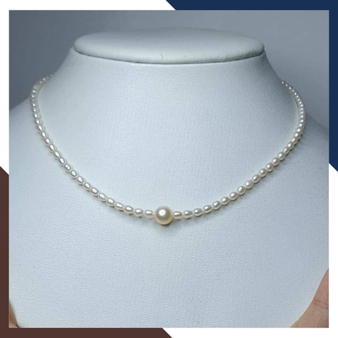 Vòng cổ ngọc trai choker hạt nhỏ có mặt mix khoá vàng cao cấp cho nữ trẻ đẹp mã 45T280V350