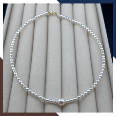 Vòng cổ ngọc trai choker hạt nhỏ có mặt mix khoá vàng cao cấp cho nữ trẻ đẹp mã 45T280V350