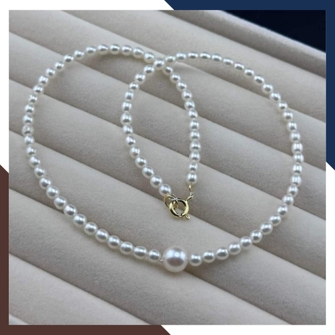 Vòng cổ ngọc trai choker hạt nhỏ có mặt mix khoá vàng cao cấp cho nữ trẻ đẹp mã 45T280V350