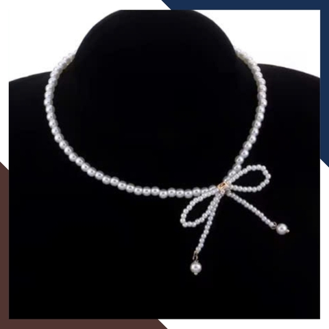 Vòng Cổ Ngọc Trai Choker Hạt Nhỏ Kết Hình Nơ VCNT147 – Điểm Nhấn Duyên Dáng Cho Nàng Thêm Quyến Rũ