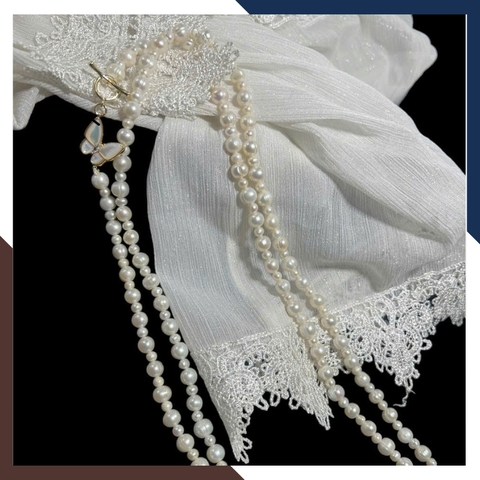 Vòng Cổ Ngọc Trai Dài 120cm Phối Hạt To Nhỏ Đính Khoá Bướm VCNT138 - Độc Đáo & Tinh Tế