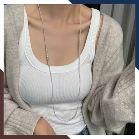 Vòng Cổ Ngọc Trai Dài 120CM Kiểu Phối Hạt Từ 3MM Đến 8MM VCNT101