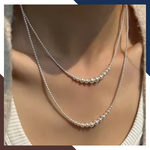 Vòng Cổ Ngọc Trai Dài 120CM Kiểu Phối Hạt Từ 3MM Đến 8MM VCNT101